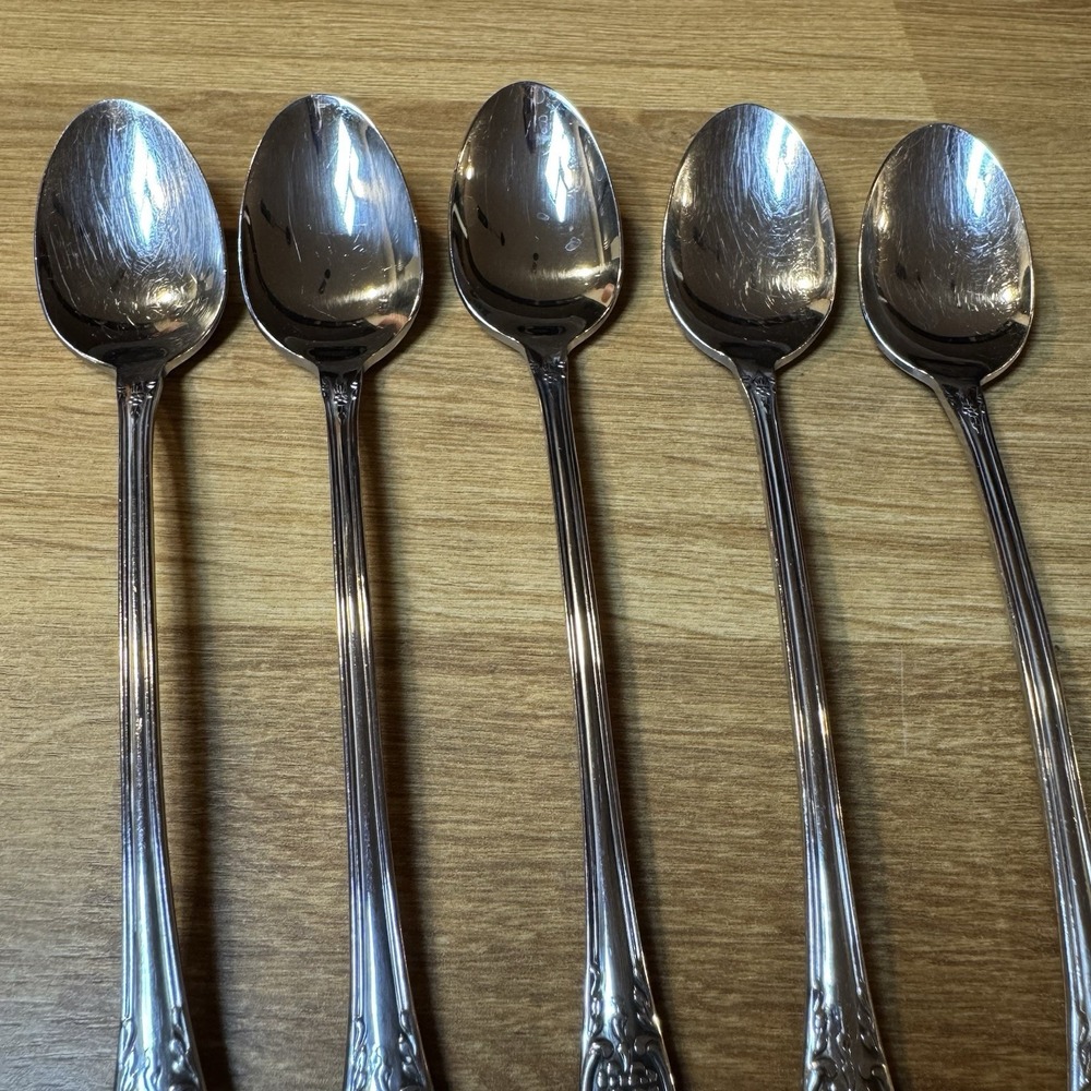 KENNETT SQUARE 5 Iced Tea Spoons Oneida Distinction Deluxe Stainless HH - Picture 6 of 12